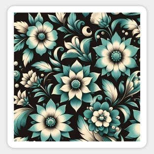 Teal Floral Illustration Sticker